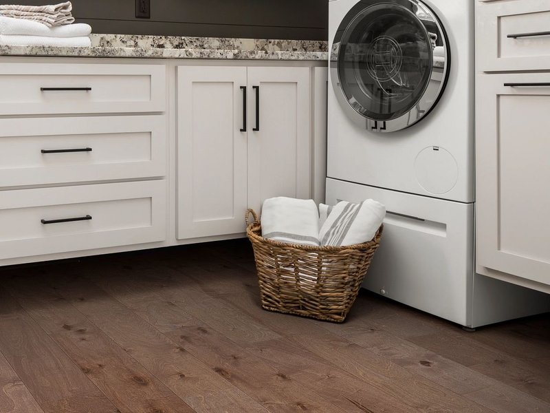 laundry basket on hardwood floor from Goodrich Floor Coverings Inc in Salt Lake City