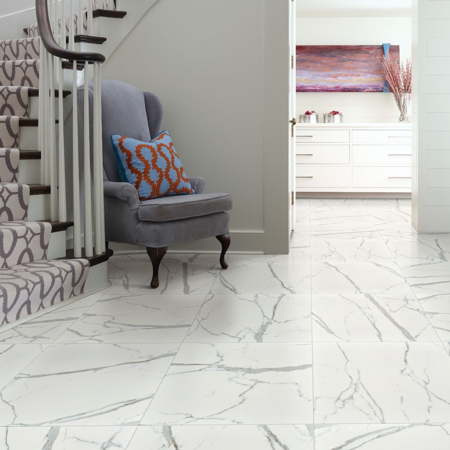 marble floor tiled entrance and stairwell from Goodrich Floor Coverings Inc in Salt Lake City